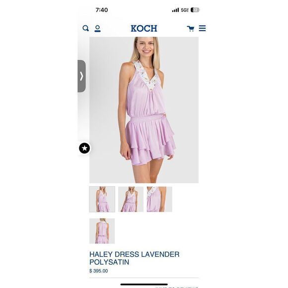 New Koch LAVENDER POLYSATIN HALEY DRESS - Picture 1 of 5